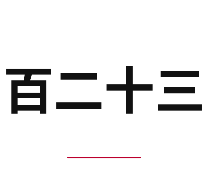 How to say 123 in Japanese — kanji 百二十三